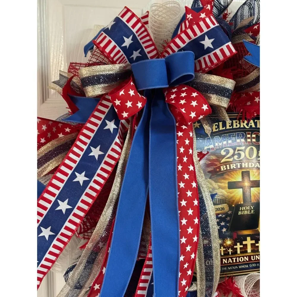 Celebrating 250th Birthday America, Patriotic Wreath, Americana